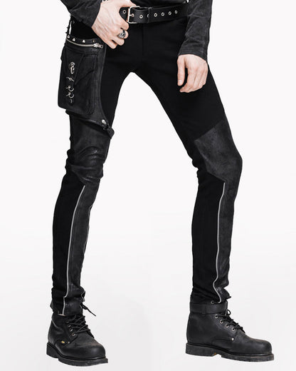 Techwear Men Patchwork Zipper Punk Pants