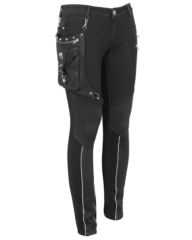 Techwear Men Patchwork Zipper Punk Pants