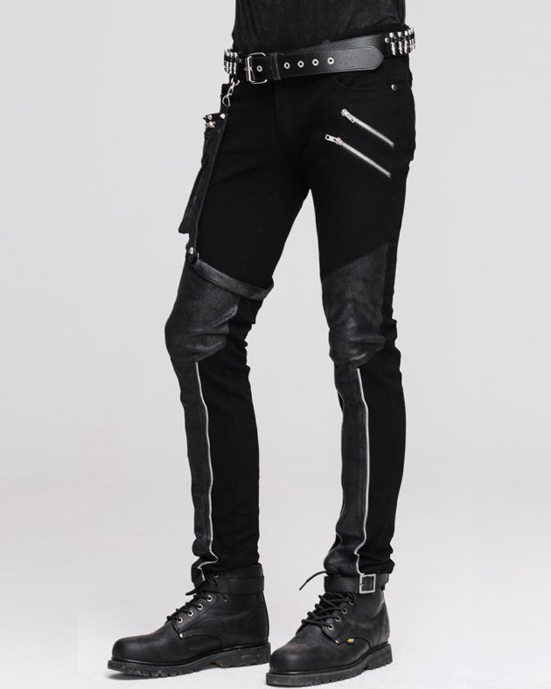 Techwear Men Patchwork Zipper Punk Pants