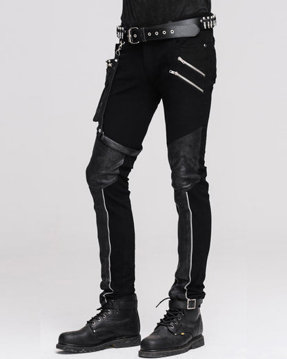 Techwear Men Patchwork Zipper Punk Pants
