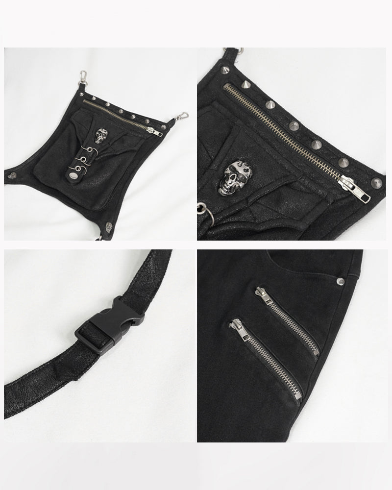 Techwear Men Patchwork Zipper Punk Pants
