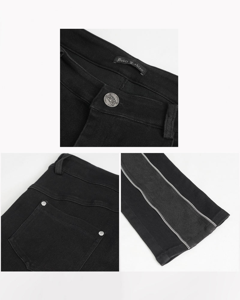 Techwear Men Patchwork Zipper Punk Pants