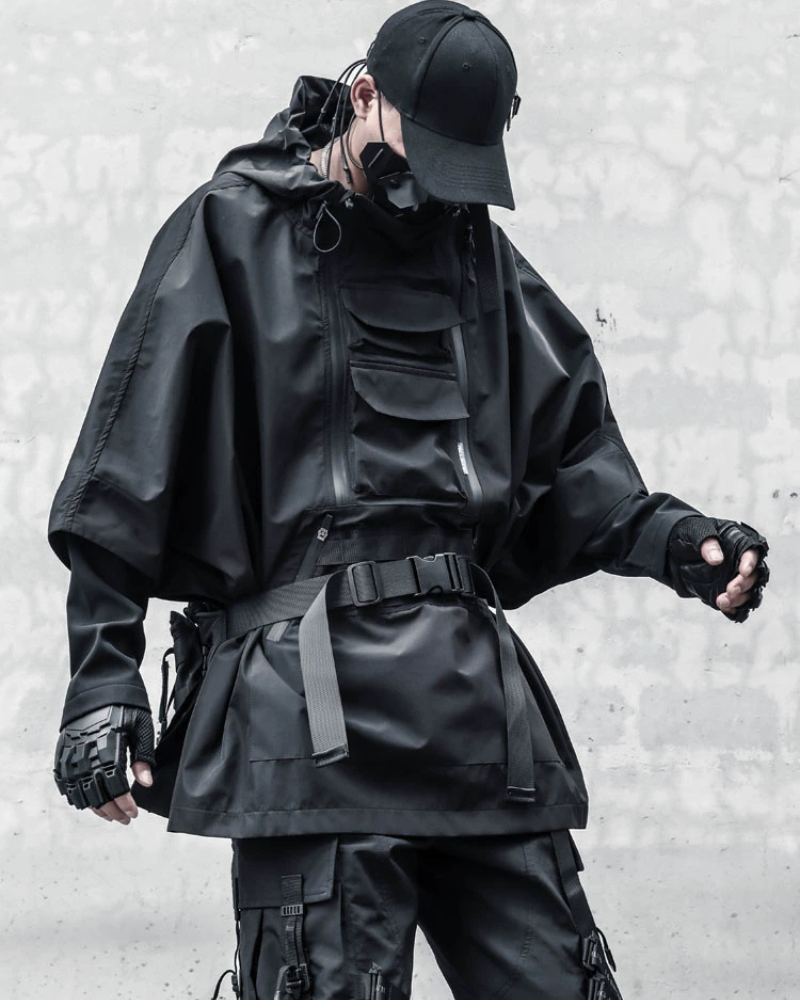 Techwear Cyberpunk Ninja Costume Waterproof Cape Jacket