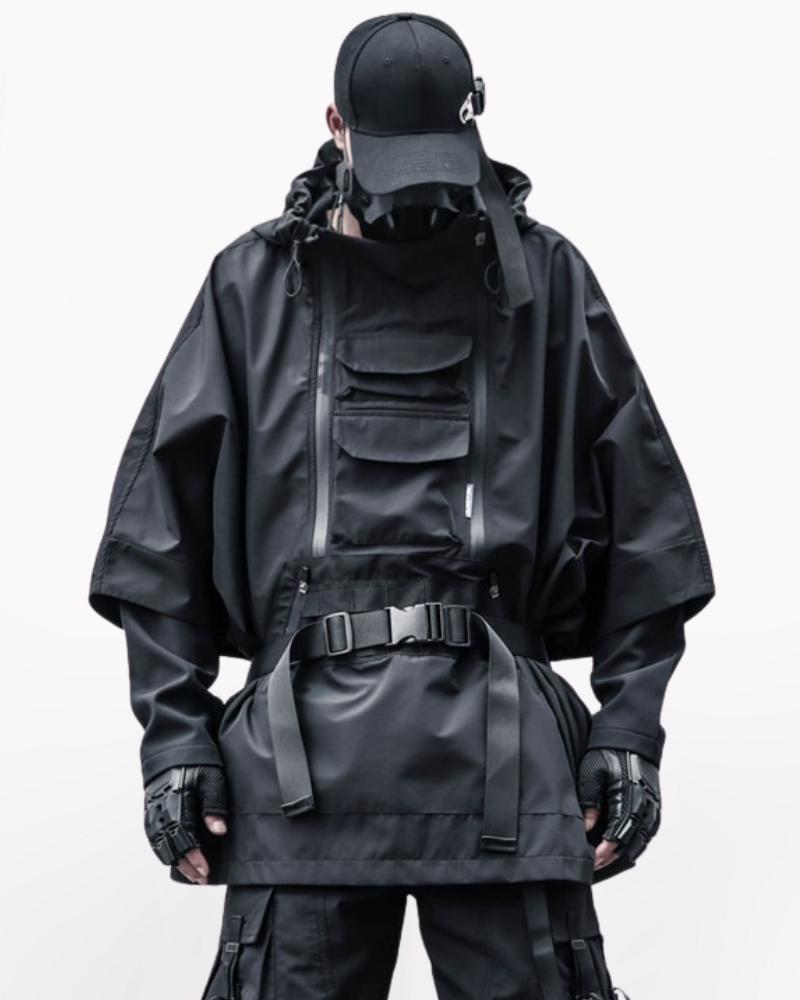 Techwear Cyberpunk Ninja Costume Waterproof Cape Jacket