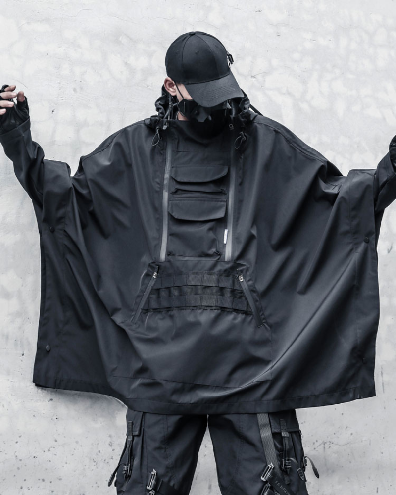 Techwear Cyberpunk Ninja Costume Waterproof Cape Jacket