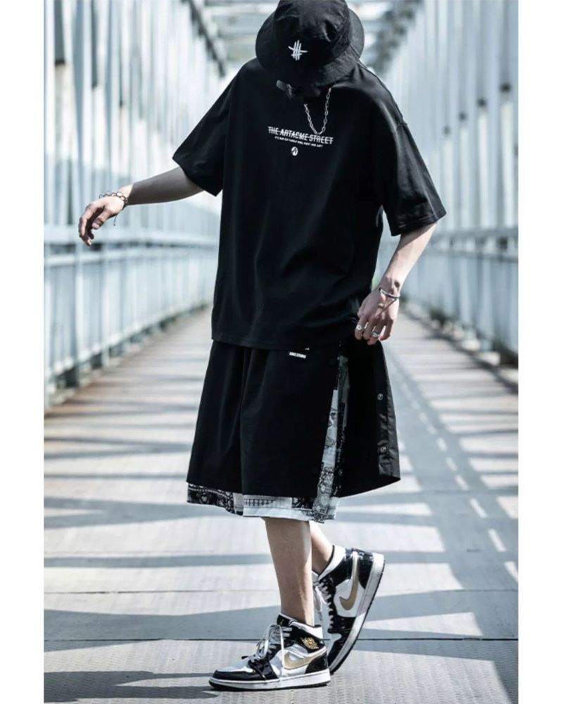 Techwear Patchwork Men Cargo Shorts