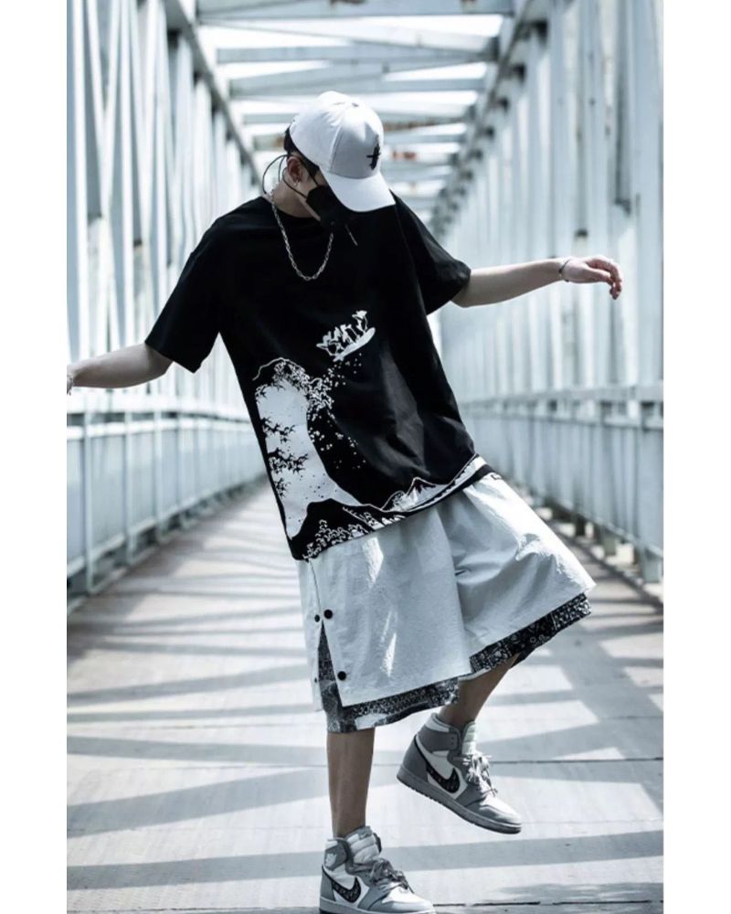 Techwear Patchwork Men Cargo Shorts