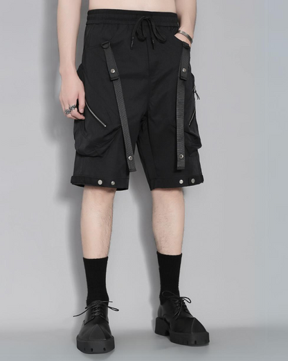 Techwear Patchwork Zipper Cargo Shorts