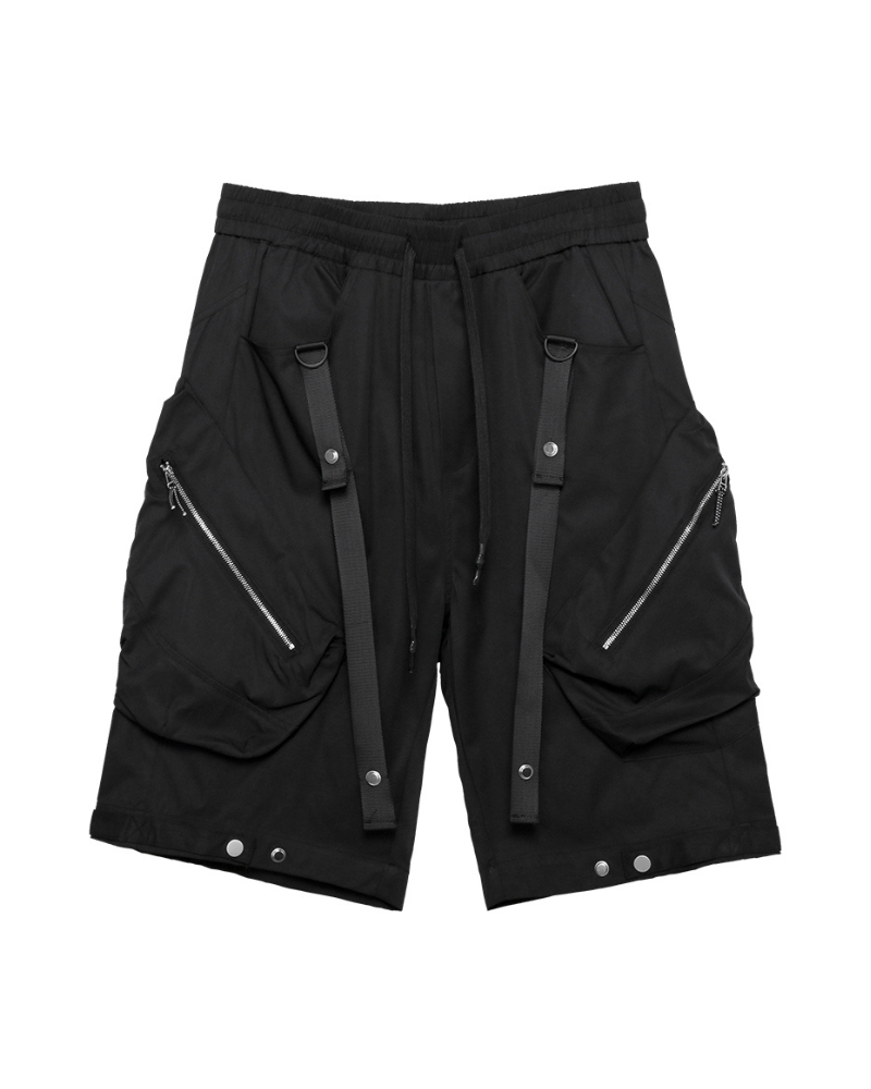 Techwear Patchwork Zipper Cargo Shorts