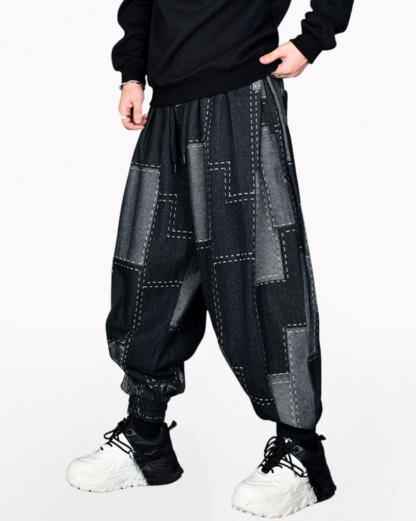 Techwear Plaid Harem Hakama Pants