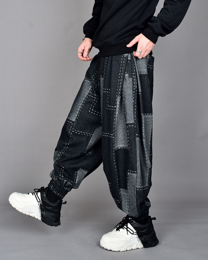 Techwear Plaid Harem Hakama Pants