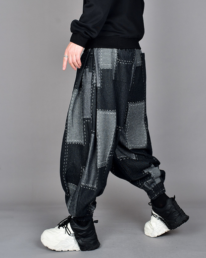 Techwear Plaid Harem Hakama Pants
