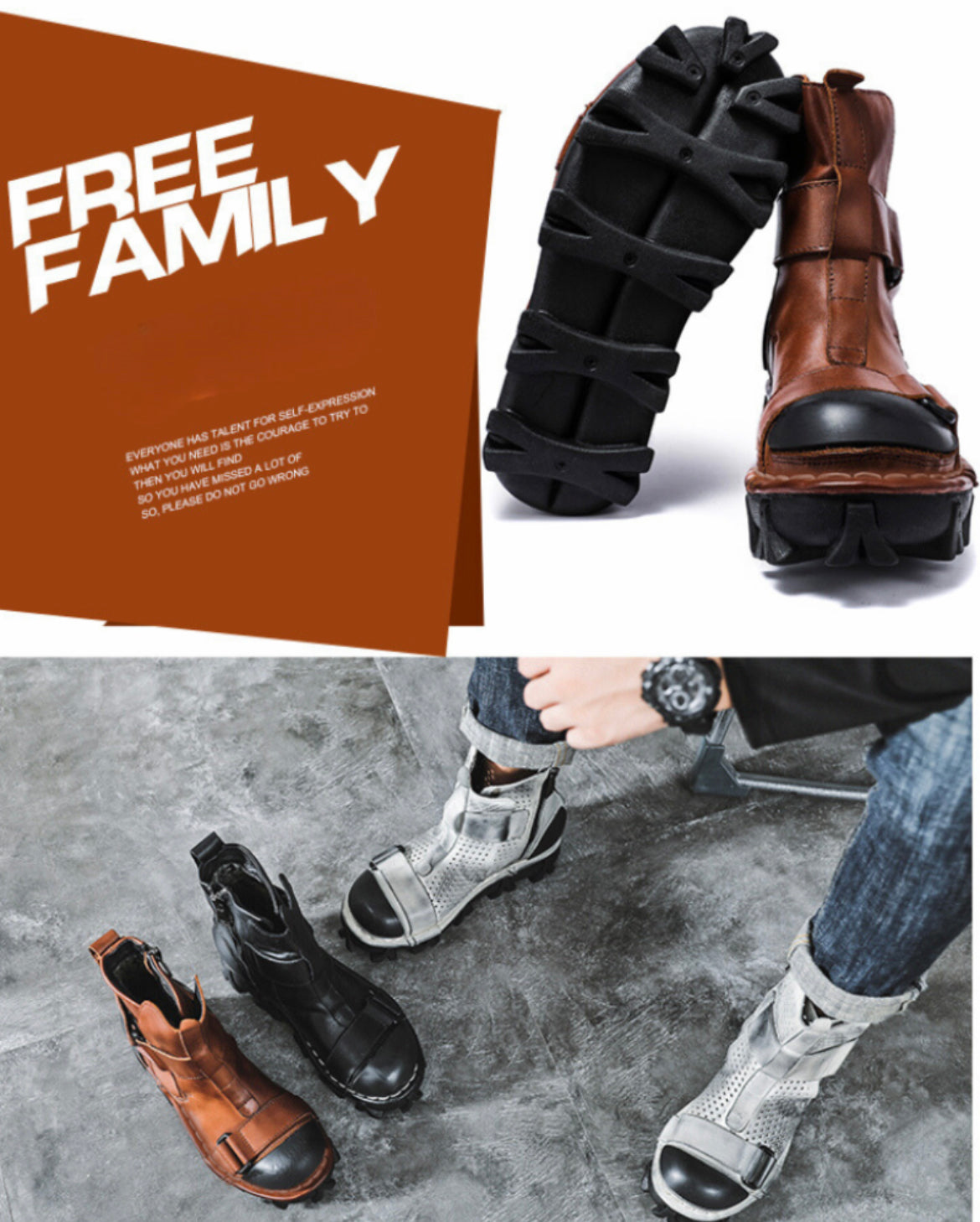 Techwear Punk Style Unisex Motorcycle Platform Boots