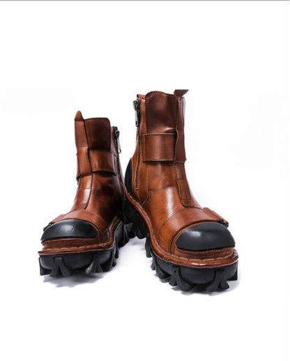 Techwear Punk Style Unisex Motorcycle Platform Boots