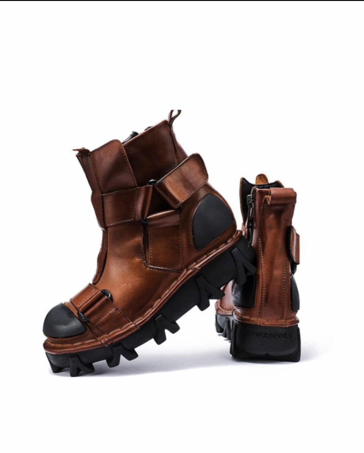 Techwear Punk Style Unisex Motorcycle Platform Boots