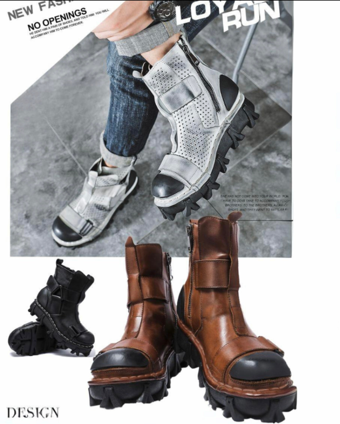 Techwear Punk Style Unisex Motorcycle Platform Boots