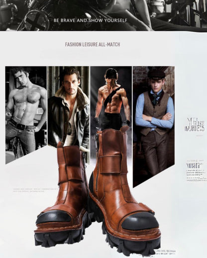 Techwear Punk Style Unisex Motorcycle Platform Boots