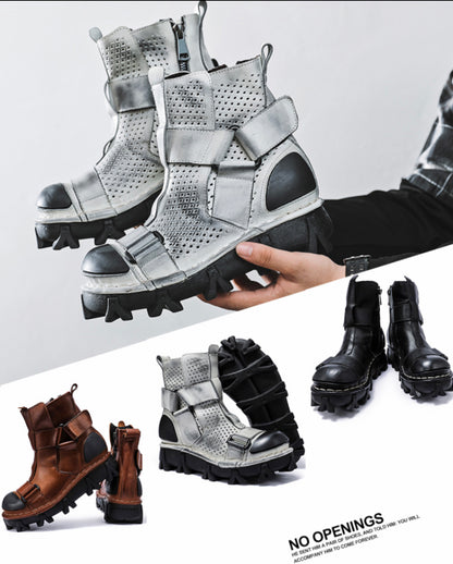 Techwear Punk Style Unisex Motorcycle Platform Boots