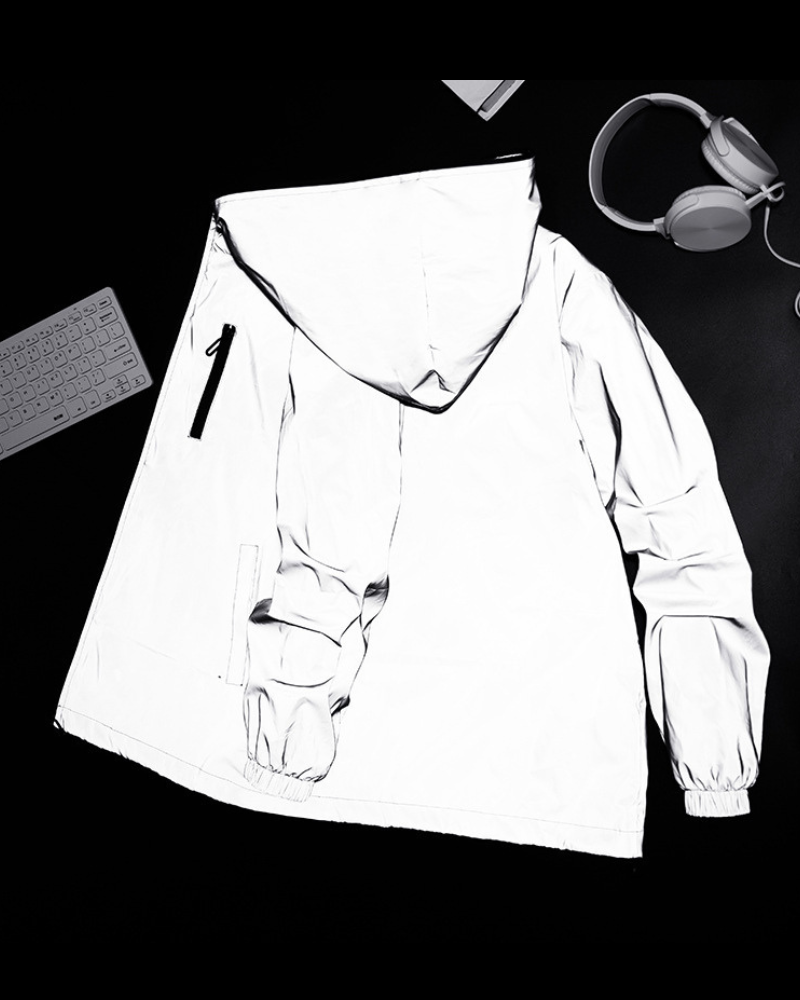 Rave Clothing ,futuristic clothing,cyberpunk clothing,techwear jacket, tech jacket,cyberpunk techwear jacket,techwear,tech wear,affordable techwear,techwear fashion, reflective jacket,reflective running jacket,reflective jacket men,mens reflective jacket,reflective bomber jacket,silver reflective jacket