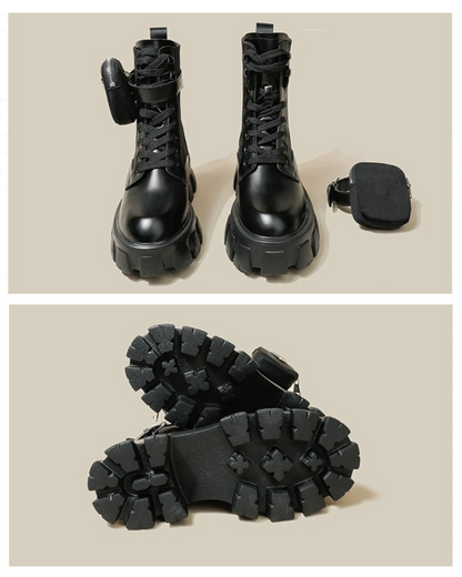 Techwear Side Pockets Leather Boots