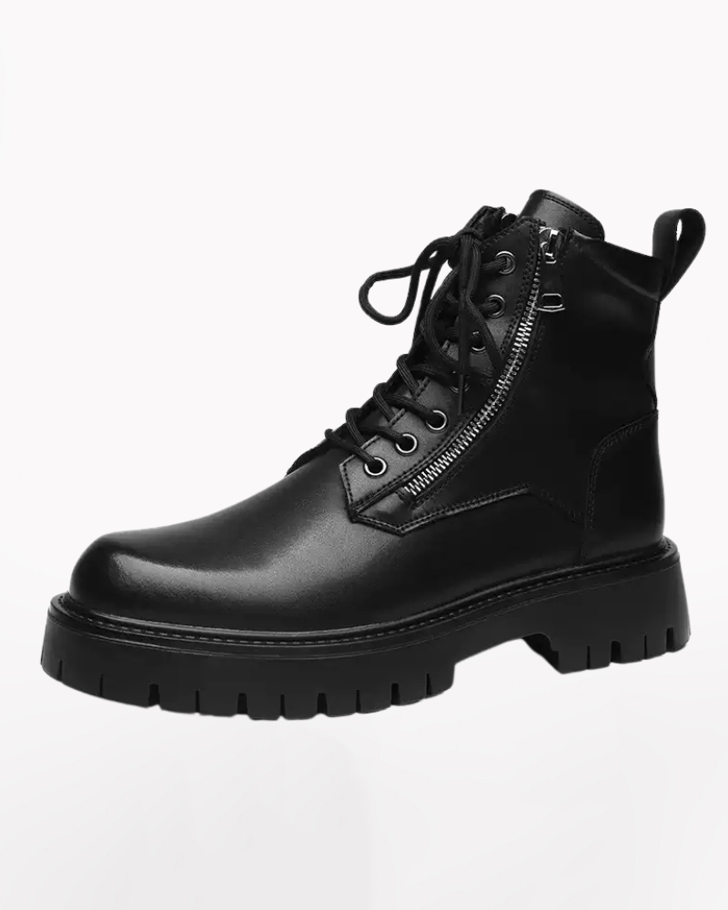 Techwear Side Zip High-Top PU Motorcycle Boots