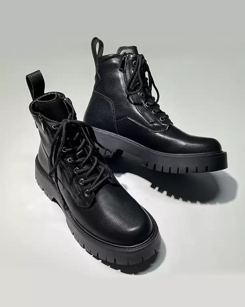 Techwear Side Zip High-Top PU Motorcycle Boots