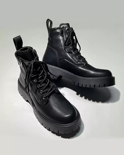 Techwear Side Zip High-Top PU Motorcycle Boots