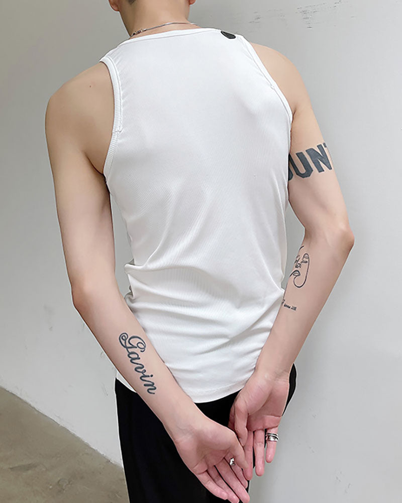 Techwear Sleeveless Single Buckle Strap Muscle Shirt