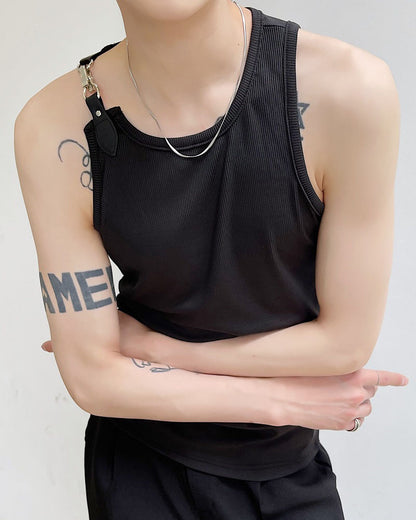 Techwear Sleeveless Single Buckle Strap Muscle Shirt