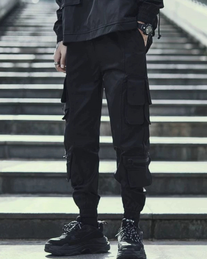 Techwear Slim Black Cargo Pants