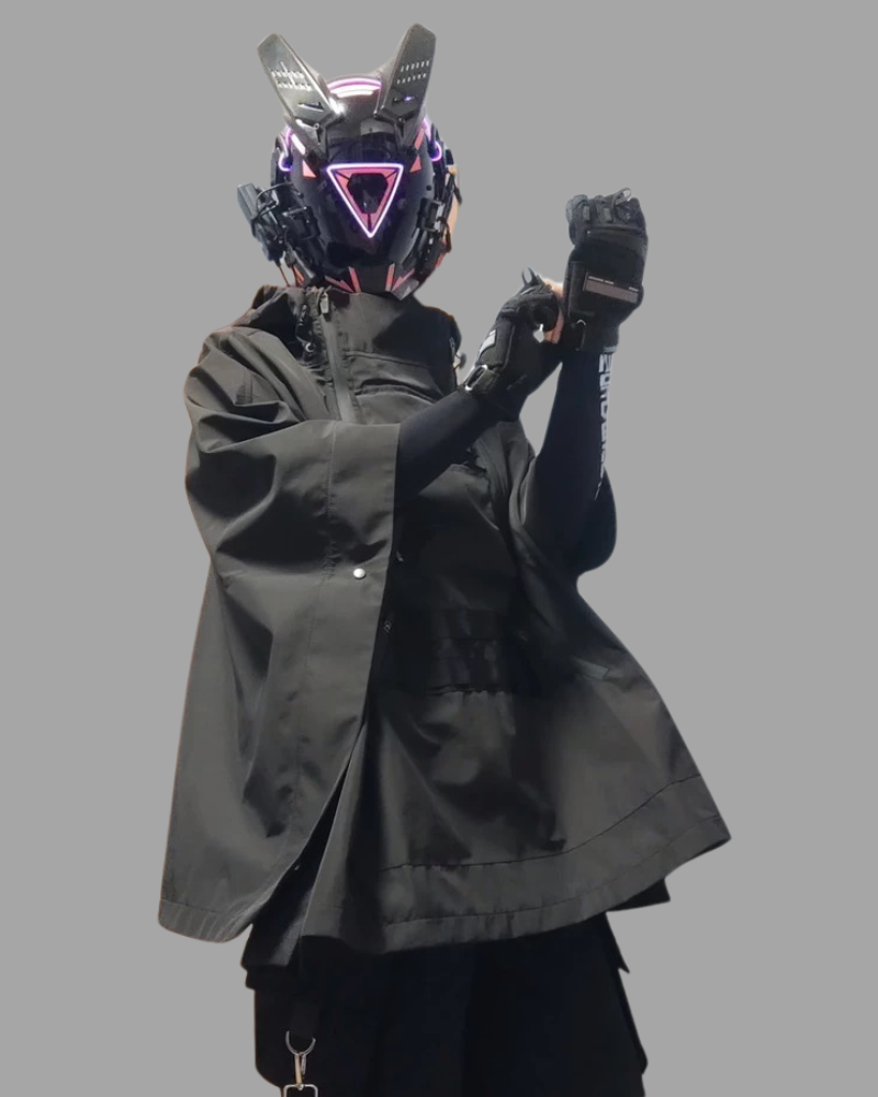 Techwear Cyberpunk Ninja Costume Waterproof Cape Jacket