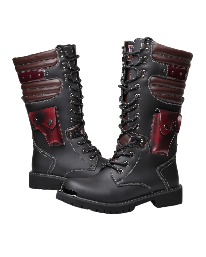 Techwear Unisex Motorcycle Black Knee High Boots