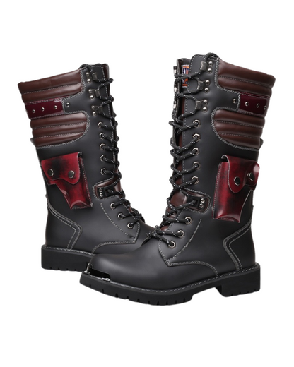 Techwear Unisex Motorcycle Black Knee High Boots