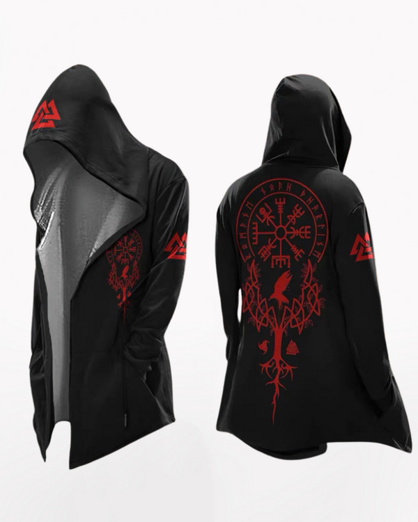 Techwear Viking Art Vintage Totem Hooded Jacket