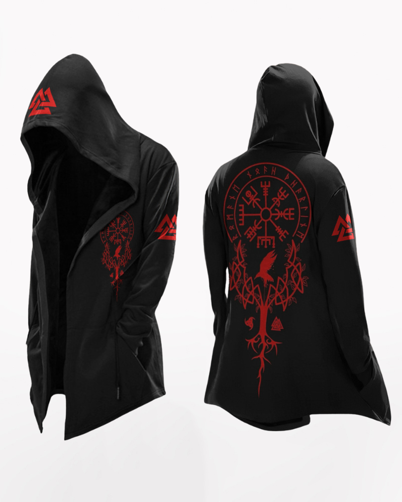 Techwear Viking Art Vintage Totem Hooded Jacket