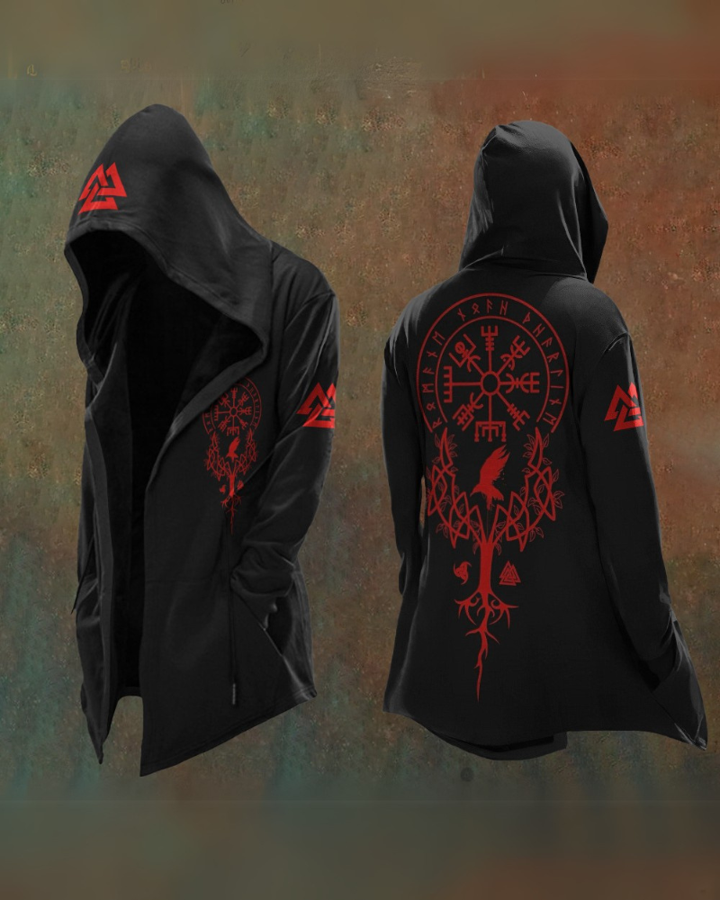 Techwear Viking Art Vintage Totem Hooded Jacket