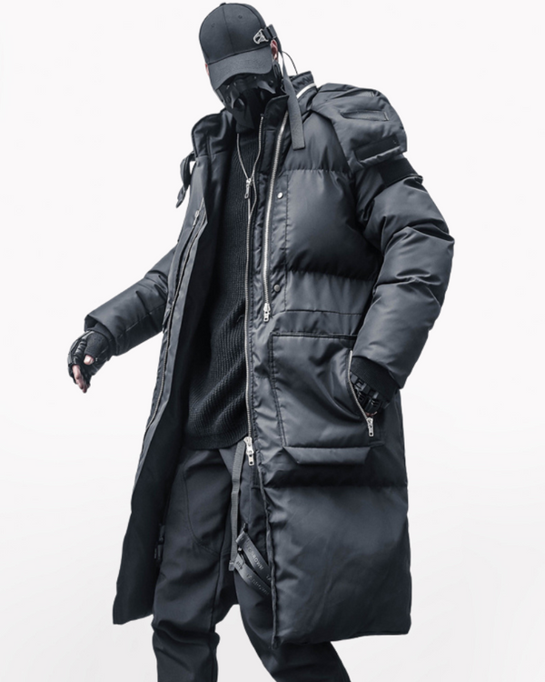 Techwear Warm Cargo Long Winter Coat