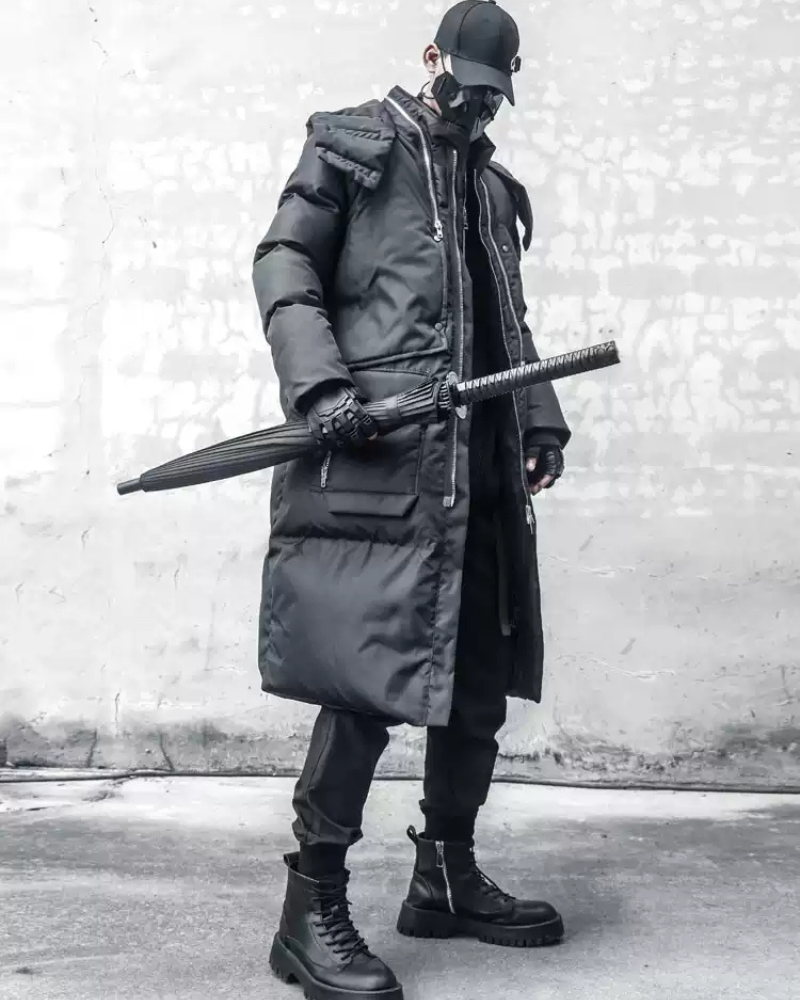 Techwear Warm Cargo Long Winter Coat