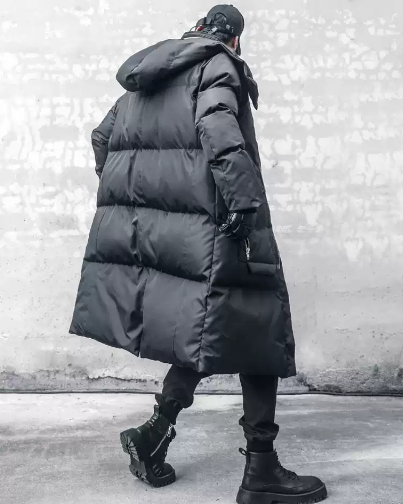 Techwear Warm Cargo Long Winter Coat