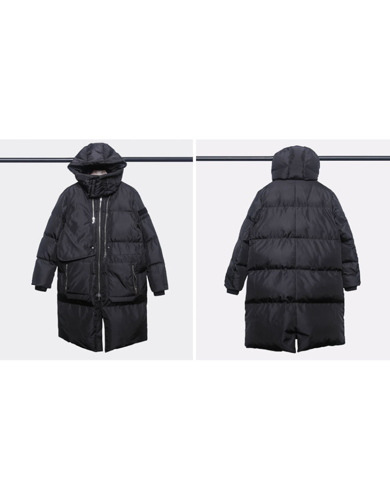 Techwear Warm Cargo Long Winter Coat