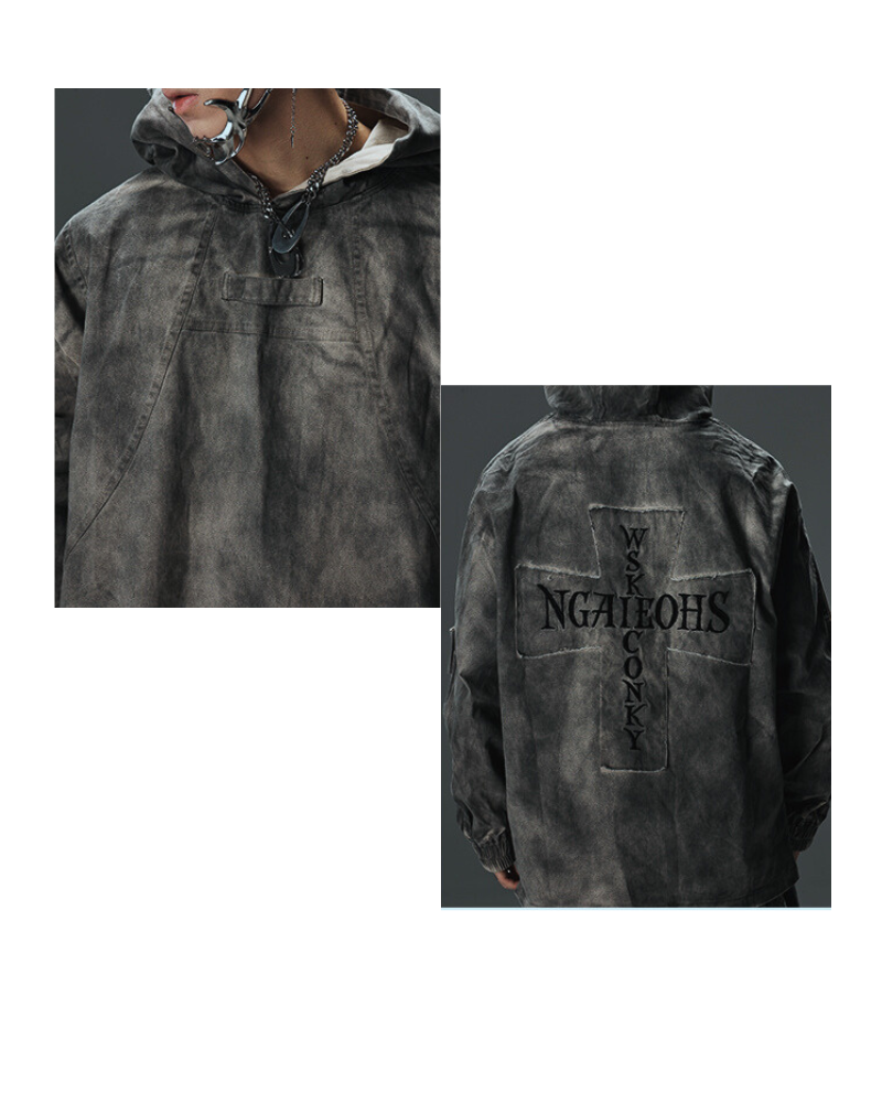 Techwear Washed Tie-Dyed Loose Hoodie