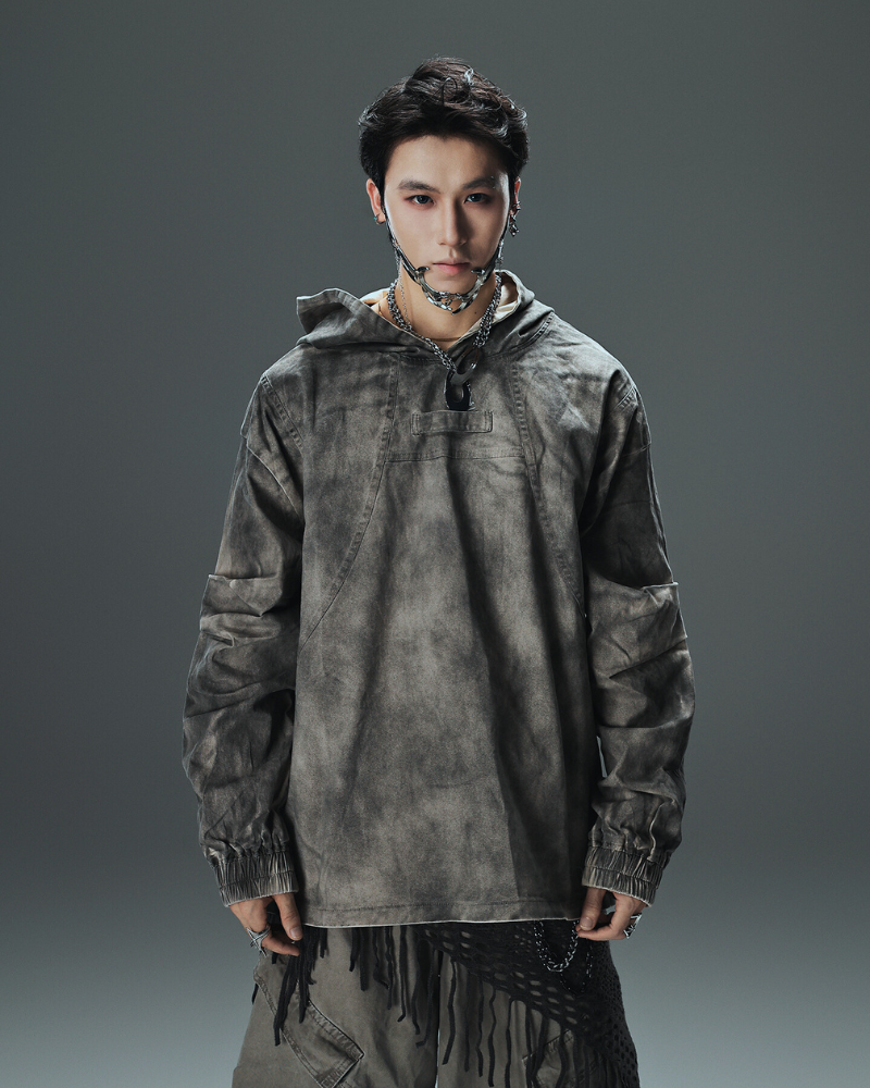 Techwear Washed Tie-Dyed Loose Hoodie
