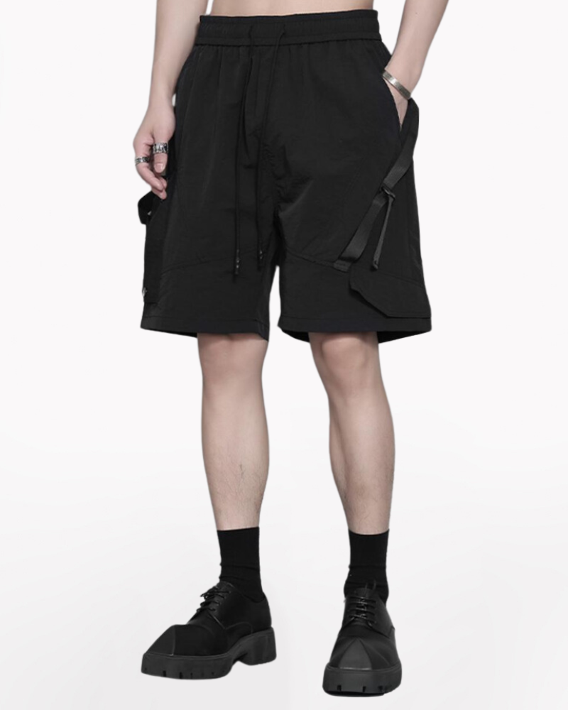 Techwear Woven Patchwork Cargo Shorts