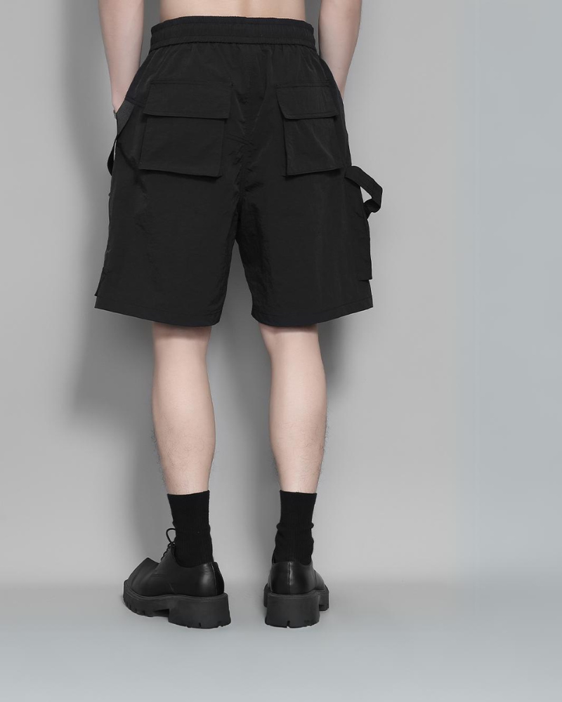 Techwear Woven Patchwork Cargo Shorts