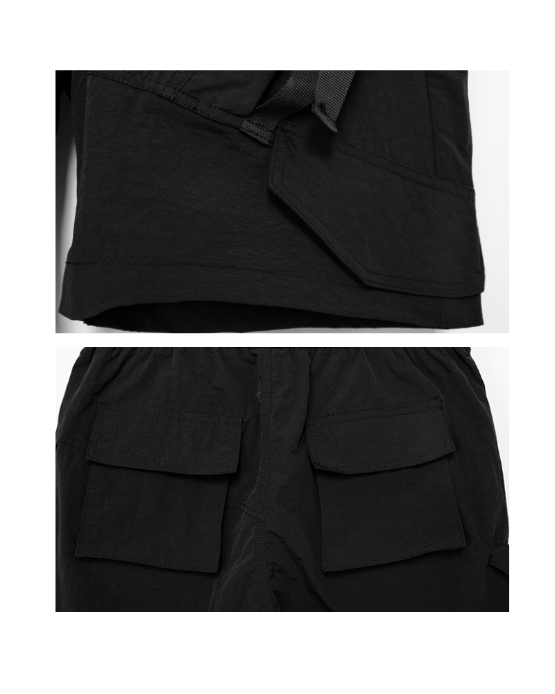 Techwear Woven Patchwork Cargo Shorts