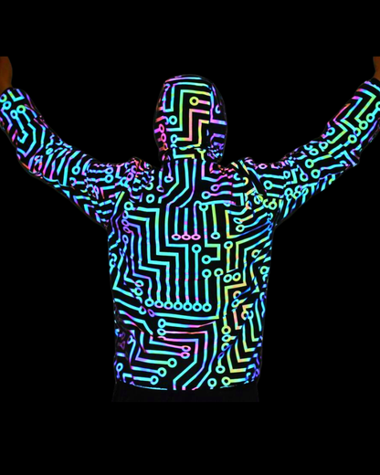 Techwear Circuit Hip-Hop Iridescent Reflective Jacket &amp; Pants (Sold Separately)