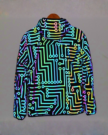 Techwear Circuit Hip-Hop Iridescent Reflective Jacket &amp; Pants (Sold Separately)