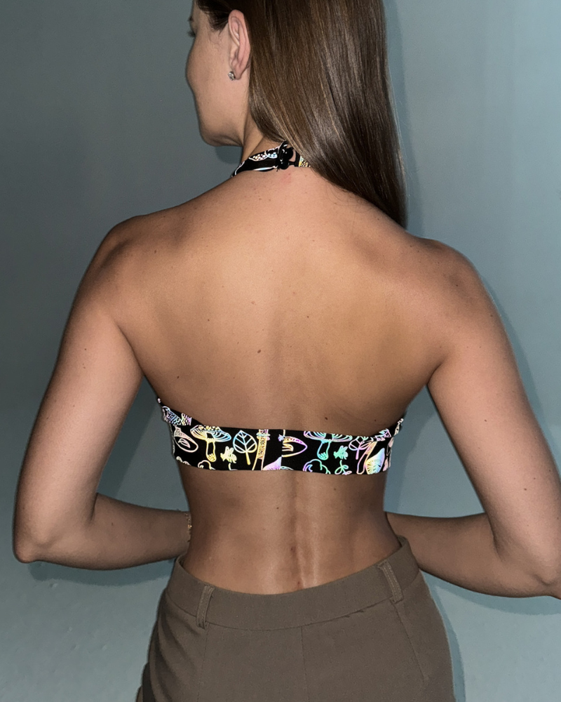 Techwear Rave Clothing Colorful Reflective Halter Top