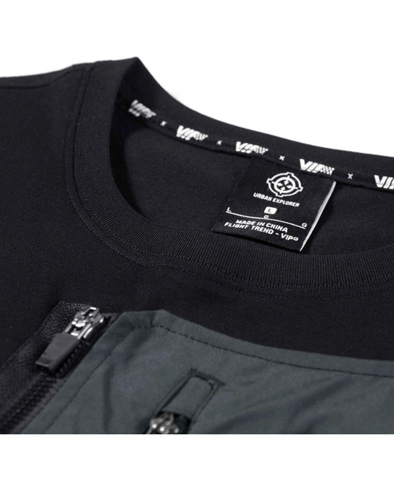Techwear T-shirts,tactical shirt,mens black tees,cargo t-shirt men&