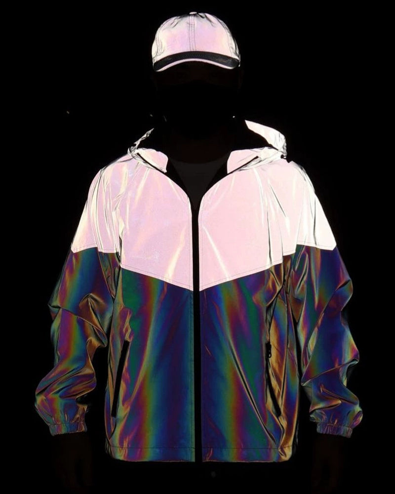 Techwear Gradient Iridescent Reflective Jacket